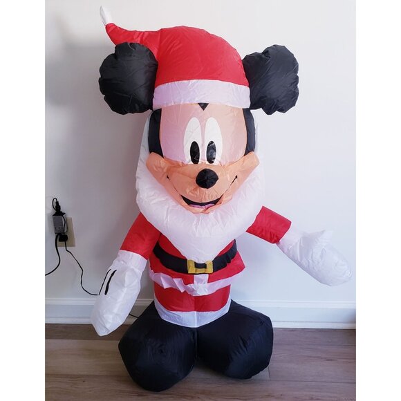 Gemmy Inflatable 3.5' Mickey Mouse with Santa Beard Disney Holiday Decor - Picture 2 of 7